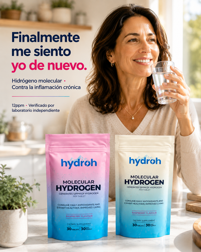 Hydroh · Pastillas de Hidrógeno Molecular · Menos Inflamación, Más Energía Desde La Primera Semana