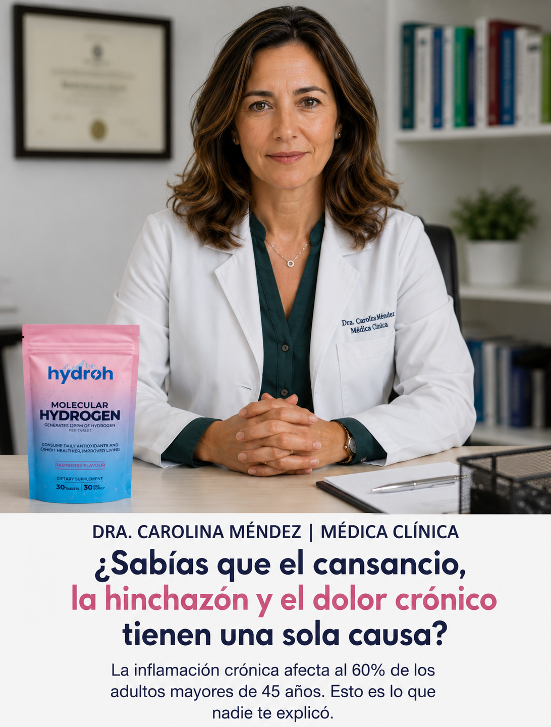 Hydroh · Pastillas de Hidrógeno Molecular · Menos Inflamación, Más Energía Desde La Primera Semana