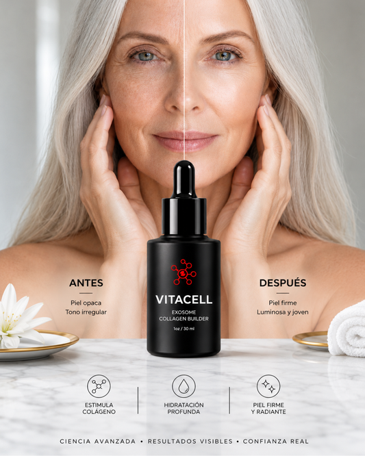 VitaCell - Sérum Facial con Exosomas,  Regenerador de Colágeno, Reafirmante, Antiarrugas y Antimanchas