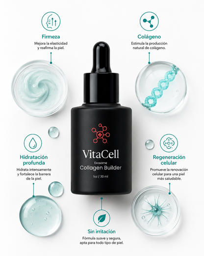 VitaCell - Sérum Facial con Exosomas,  Regenerador de Colágeno, Reafirmante, Antiarrugas y Antimanchas