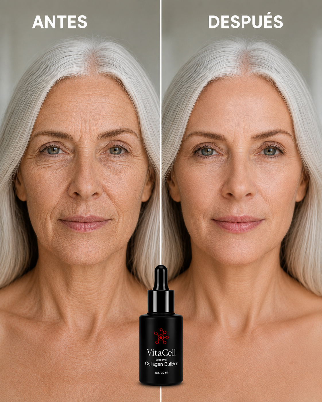 VitaCell - Sérum Facial con Exosomas,  Regenerador de Colágeno, Reafirmante, Antiarrugas y Antimanchas