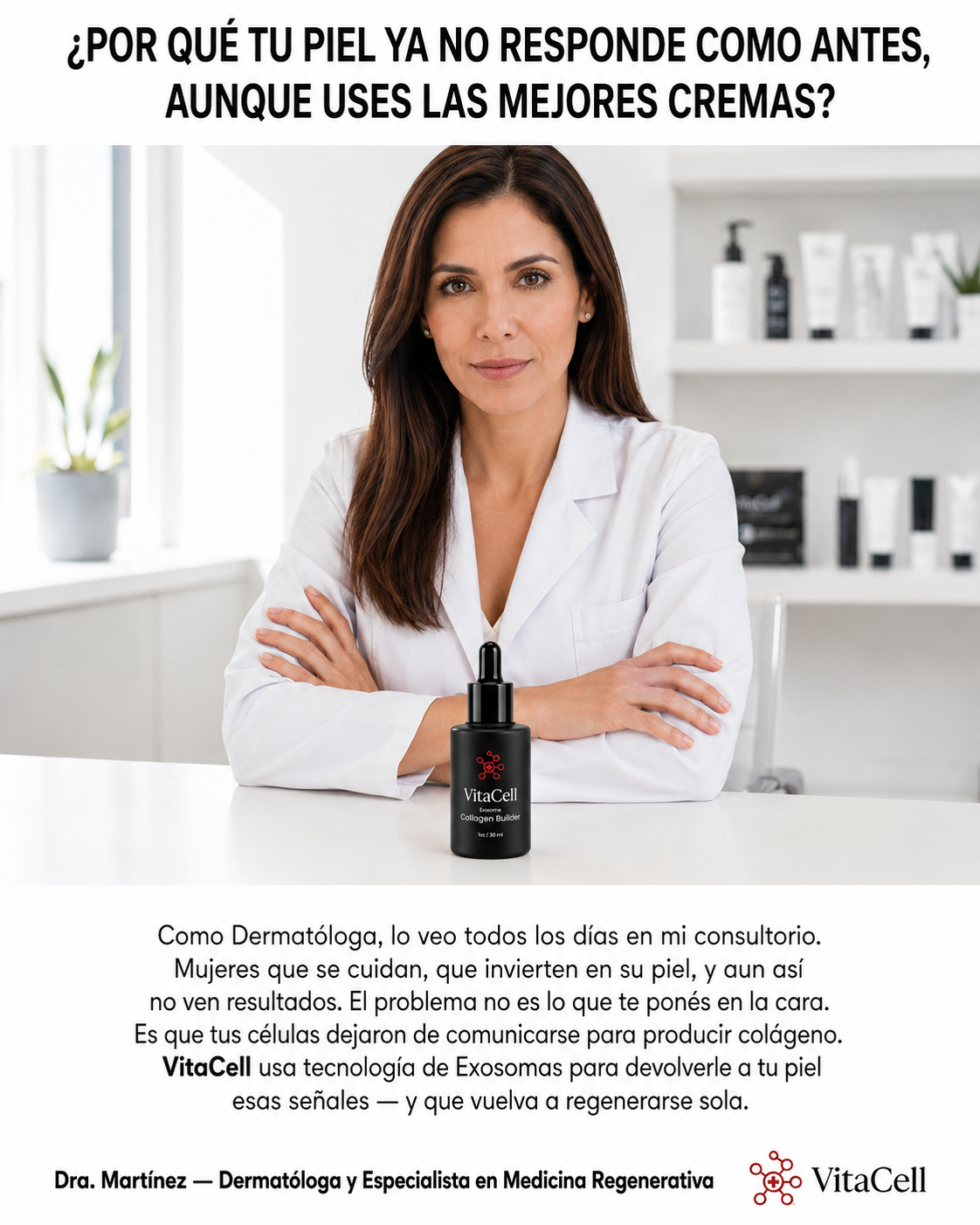 VitaCell - Sérum Facial con Exosomas,  Regenerador de Colágeno, Reafirmante, Antiarrugas y Antimanchas