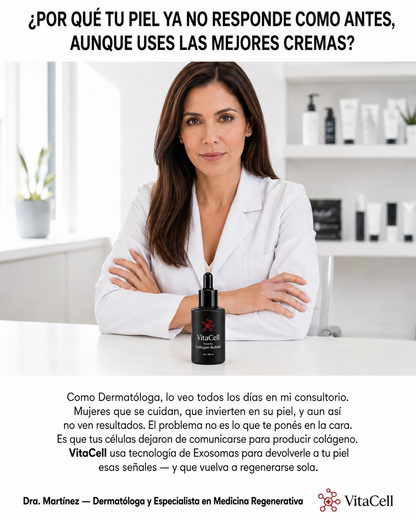 VitaCell - Sérum Facial con Exosomas,  Regenerador de Colágeno, Reafirmante, Antiarrugas y Antimanchas