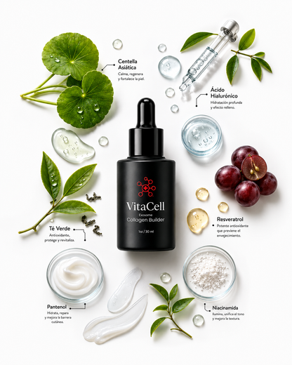 VitaCell - Sérum Facial con Exosomas,  Regenerador de Colágeno, Reafirmante, Antiarrugas y Antimanchas